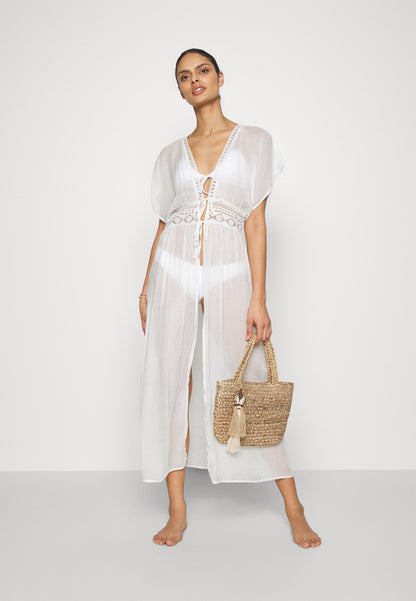 Anna Field Embroidered Cover Up/ 802 - Black - Beach Accessory - 001 - White