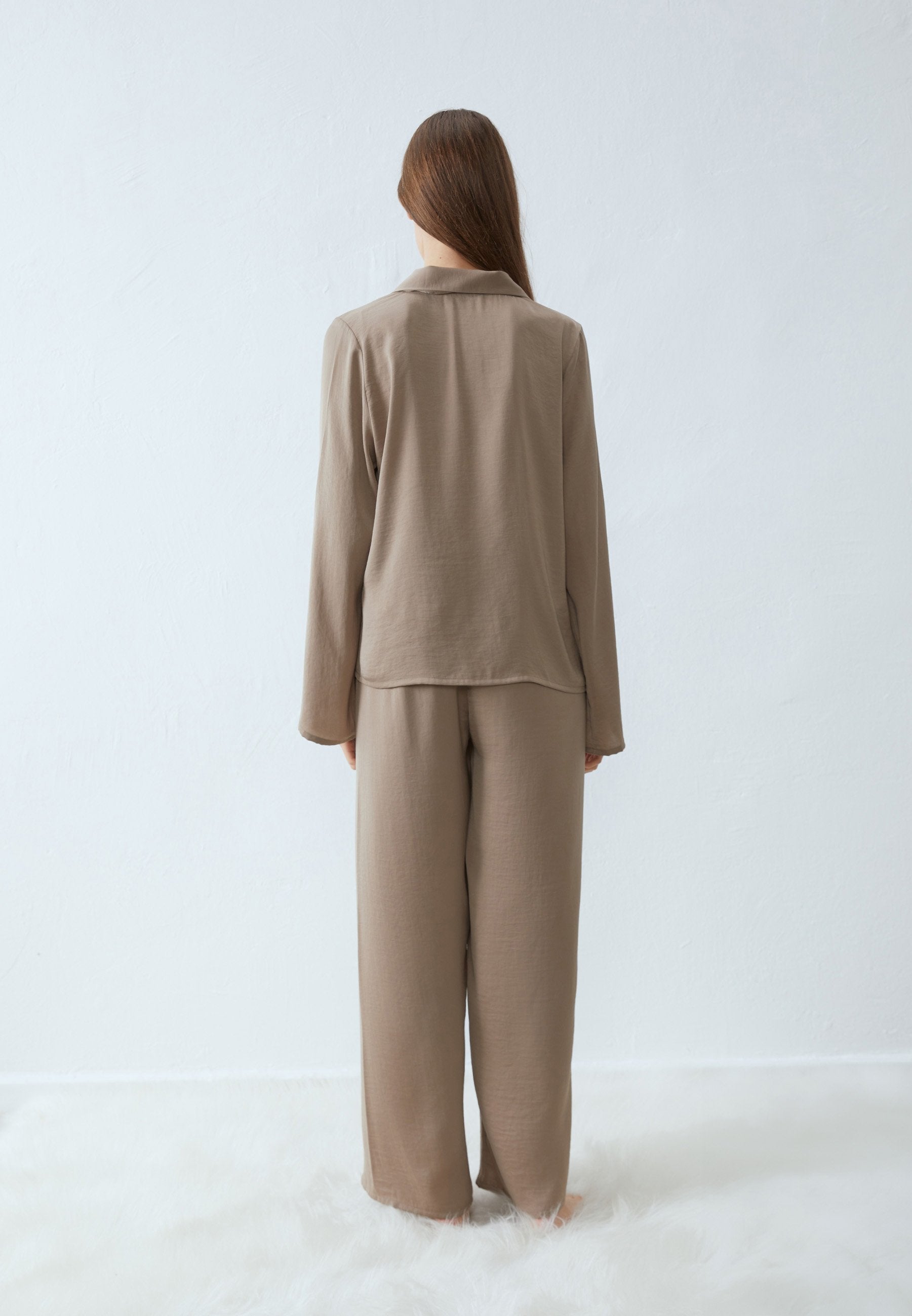 Anna Field HAMMERED SATIN SET - Pyjama Set - Light Brown
