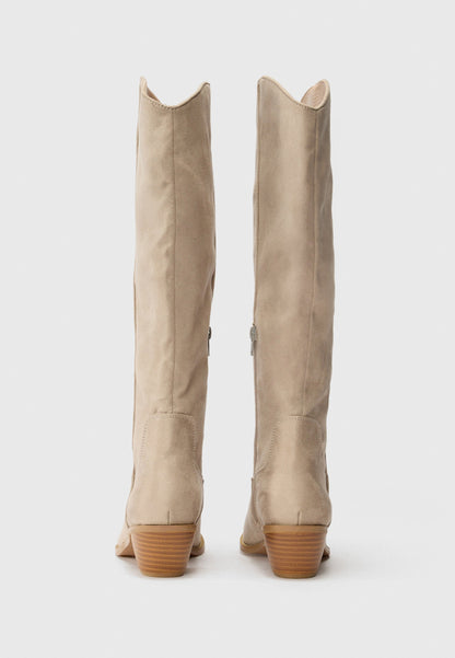 Cowboy/Biker Boots - Taupe