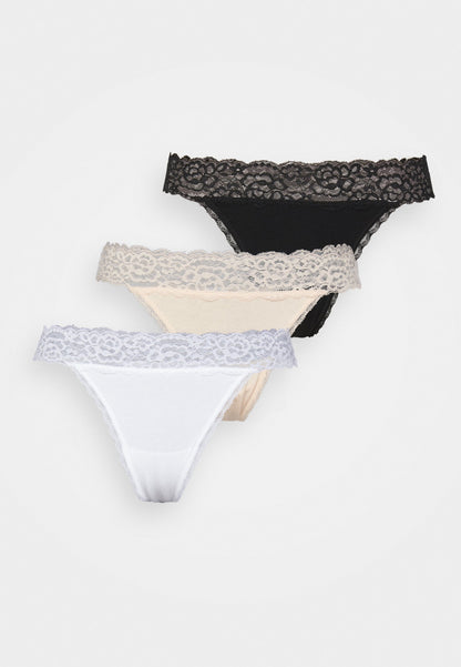 Anna Field 3 Pack - Thong - Black/Beige/