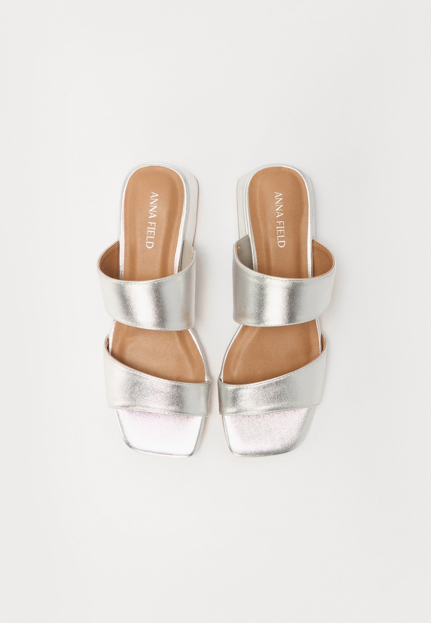 Anna Field Heeled Mules - Silver Coloured