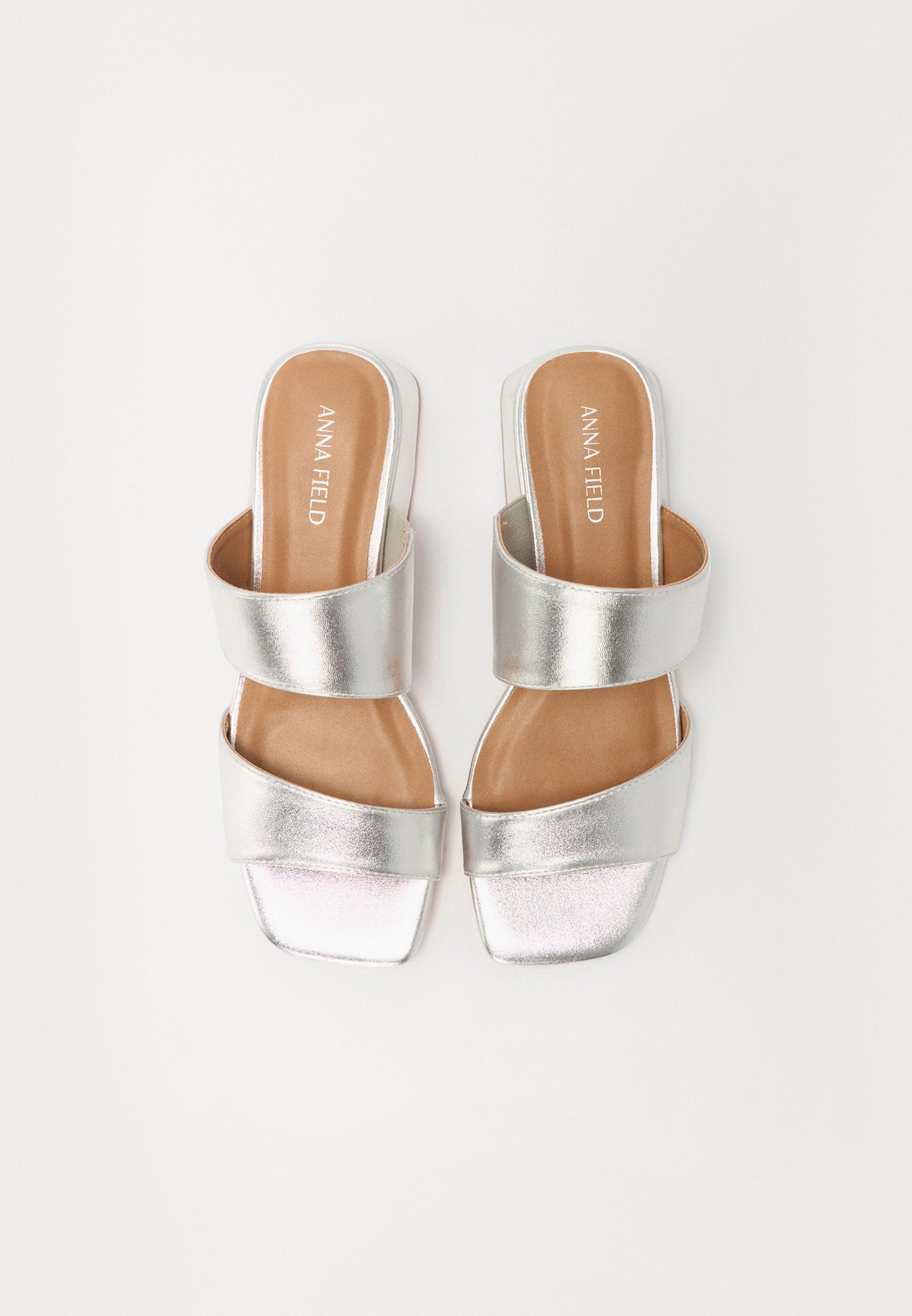 Anna Field Heeled Mules - Silver Coloured