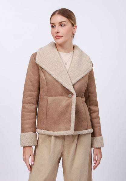 Anna Field FLEECE BLAZER - Winter Jacket - Khaki/stone