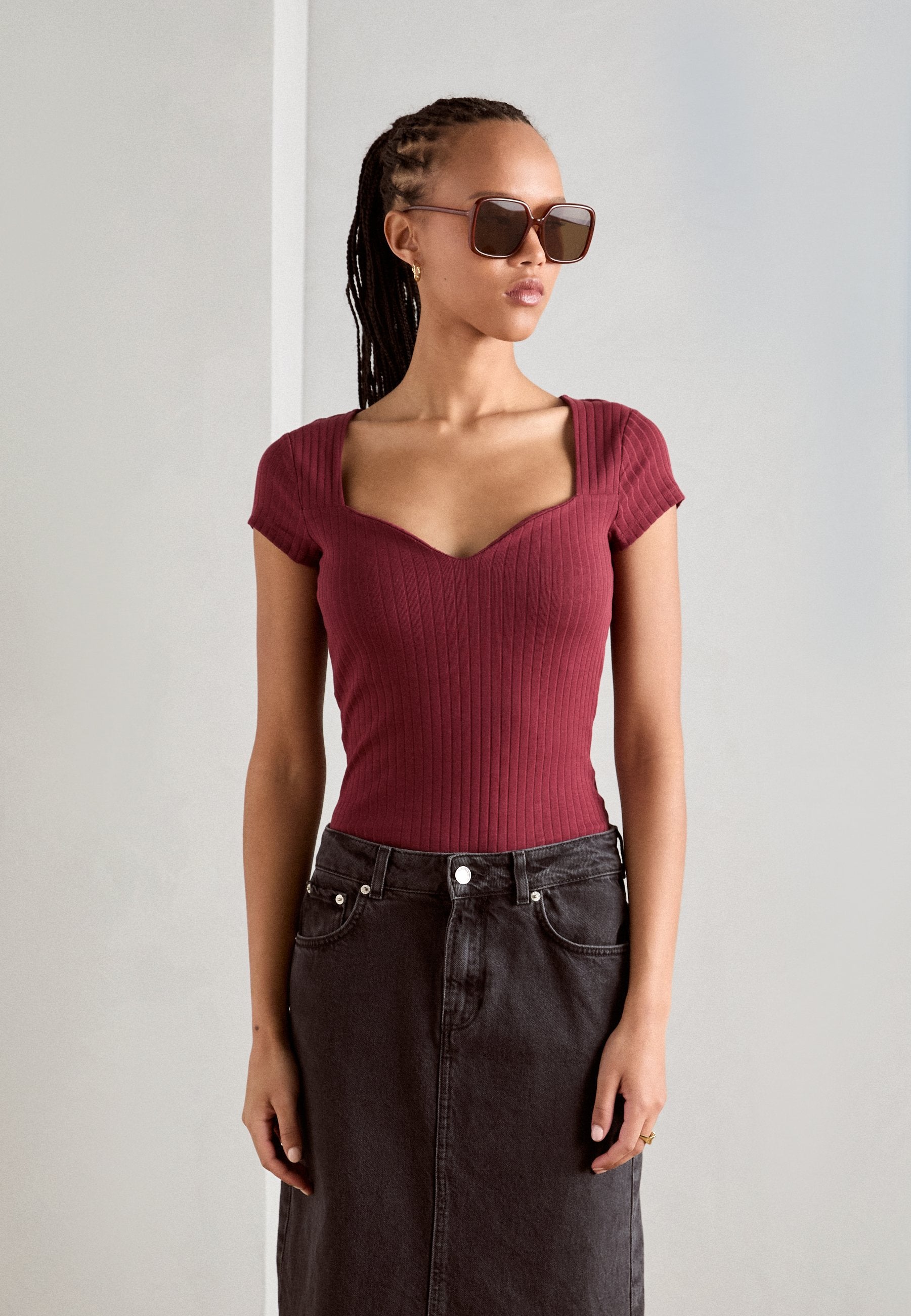 Anna Field Basic T-shirt - Dark Red