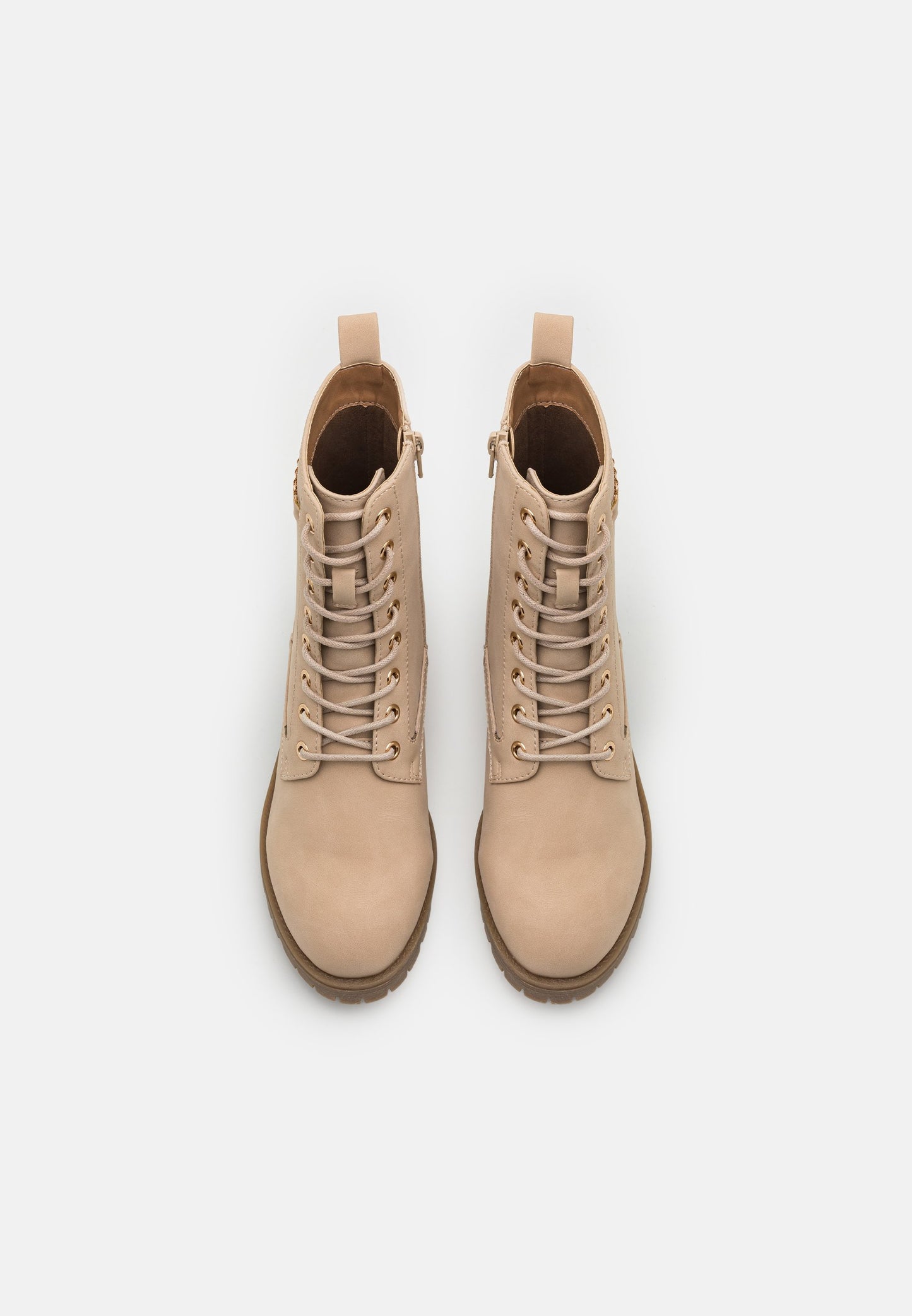  Lace-Up Ankle Boots - Beige