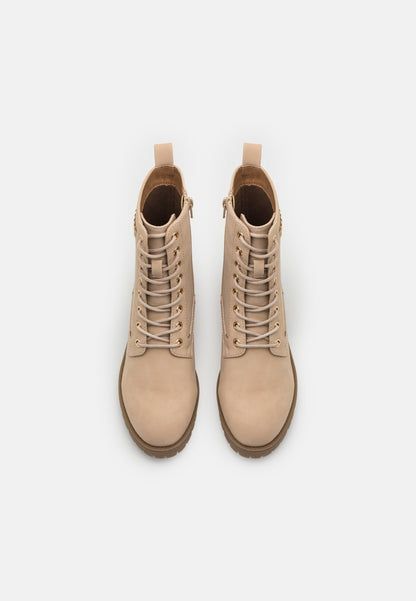  Lace-Up Ankle Boots - Beige