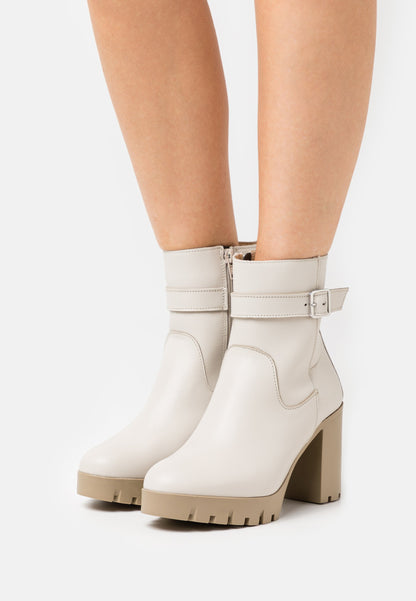  Leather - Platform Ankle Boots - Beige