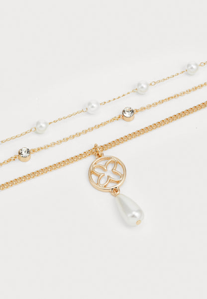 Anna Field 3 PACK - Necklace - Shiny Gold-coloured