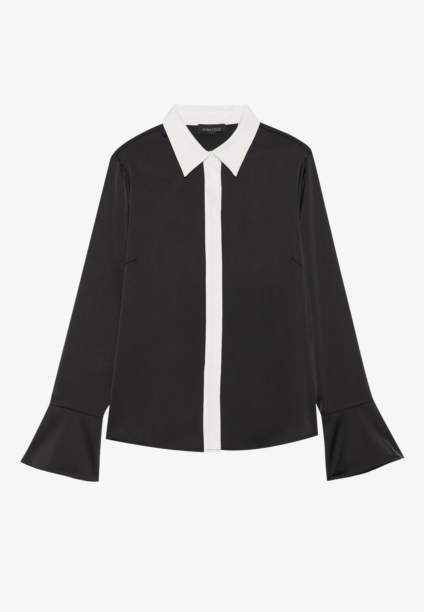 Anna Field Button-down Blouse - Black/egret