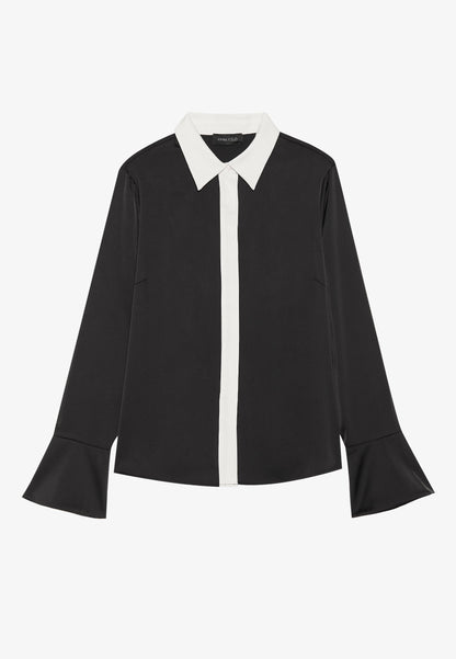 Anna Field Button-down Blouse - Black/egret