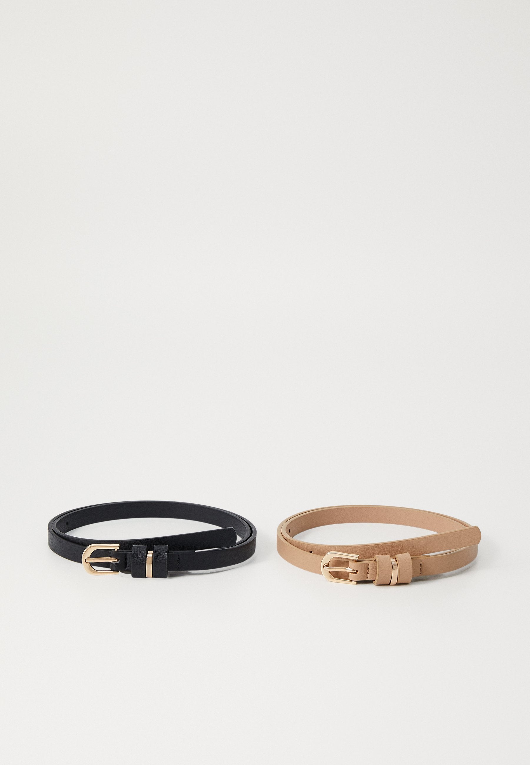 Anna Field 2 PACK - Belt - Black/beige