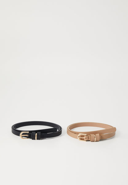 Anna Field 2 PACK - Belt - Black/beige
