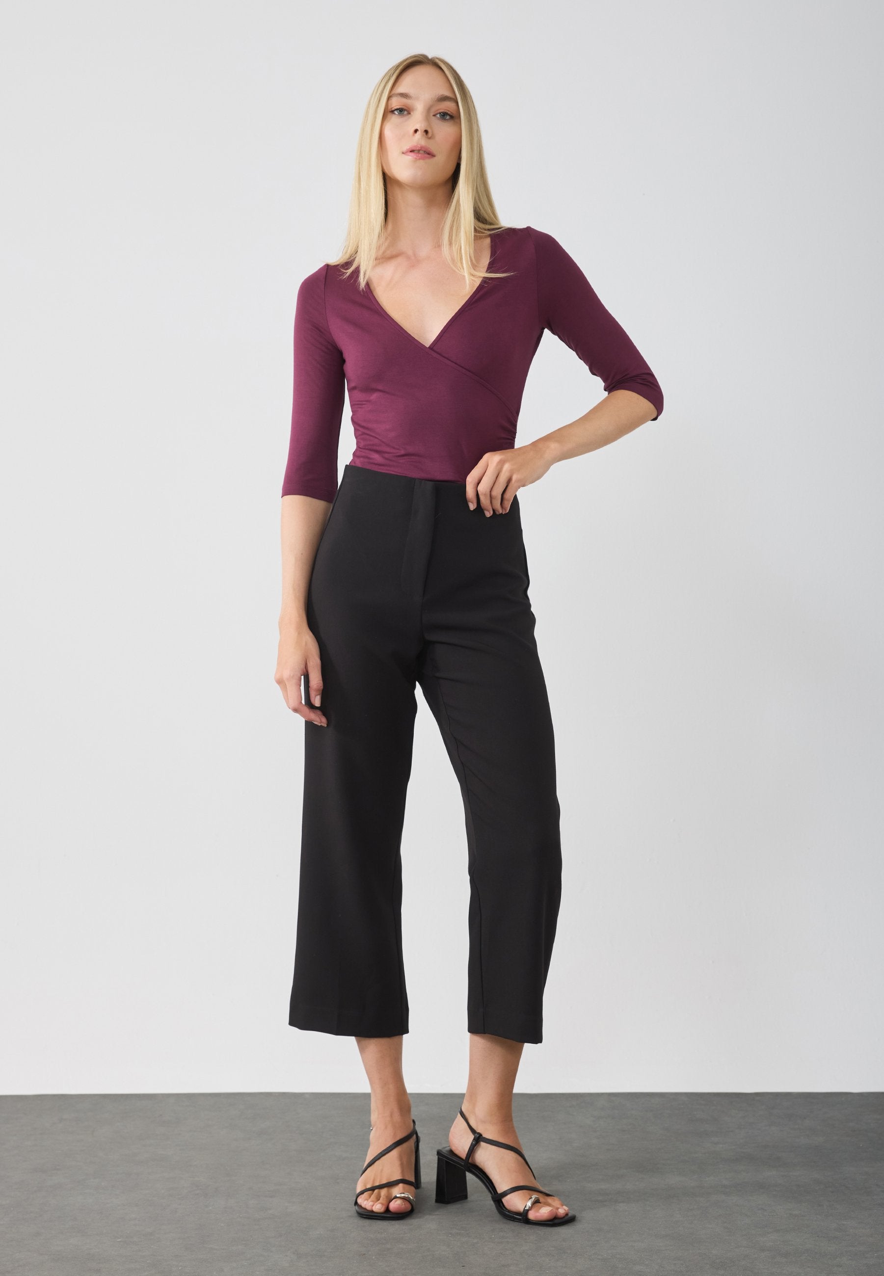 Anna Field WRAP BODYSUIT - Long Sleeved Top - Fig