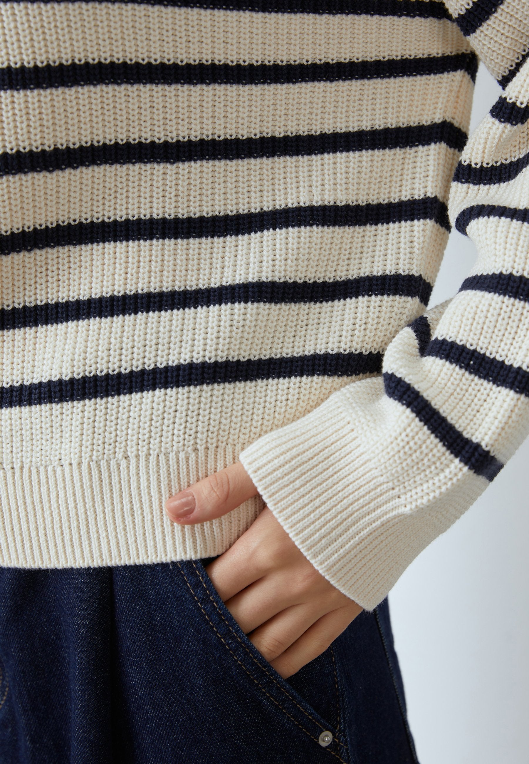 Anna Field Jumper - Off-white/dark Blue