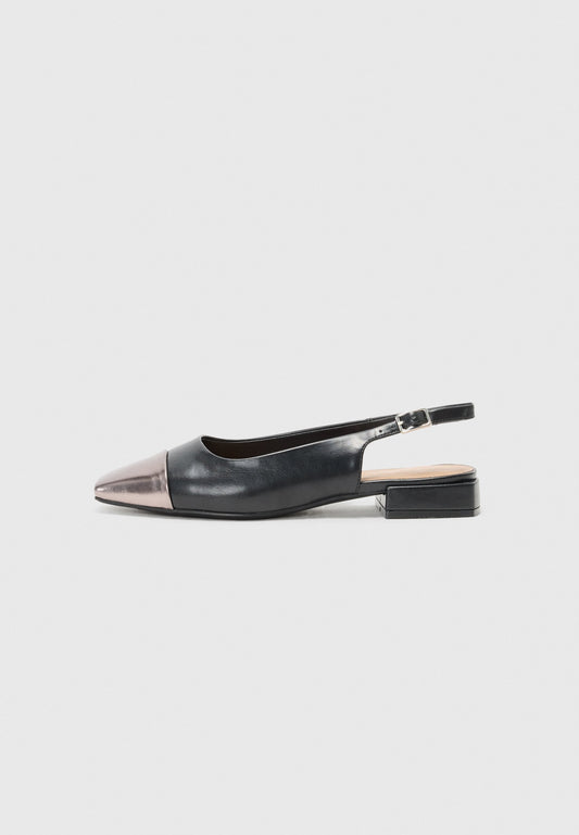  Slingback Ballet Pumps - Black Gunmetal