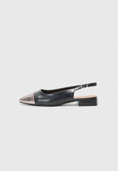  Slingback Ballet Pumps - Off White/gold Coloured