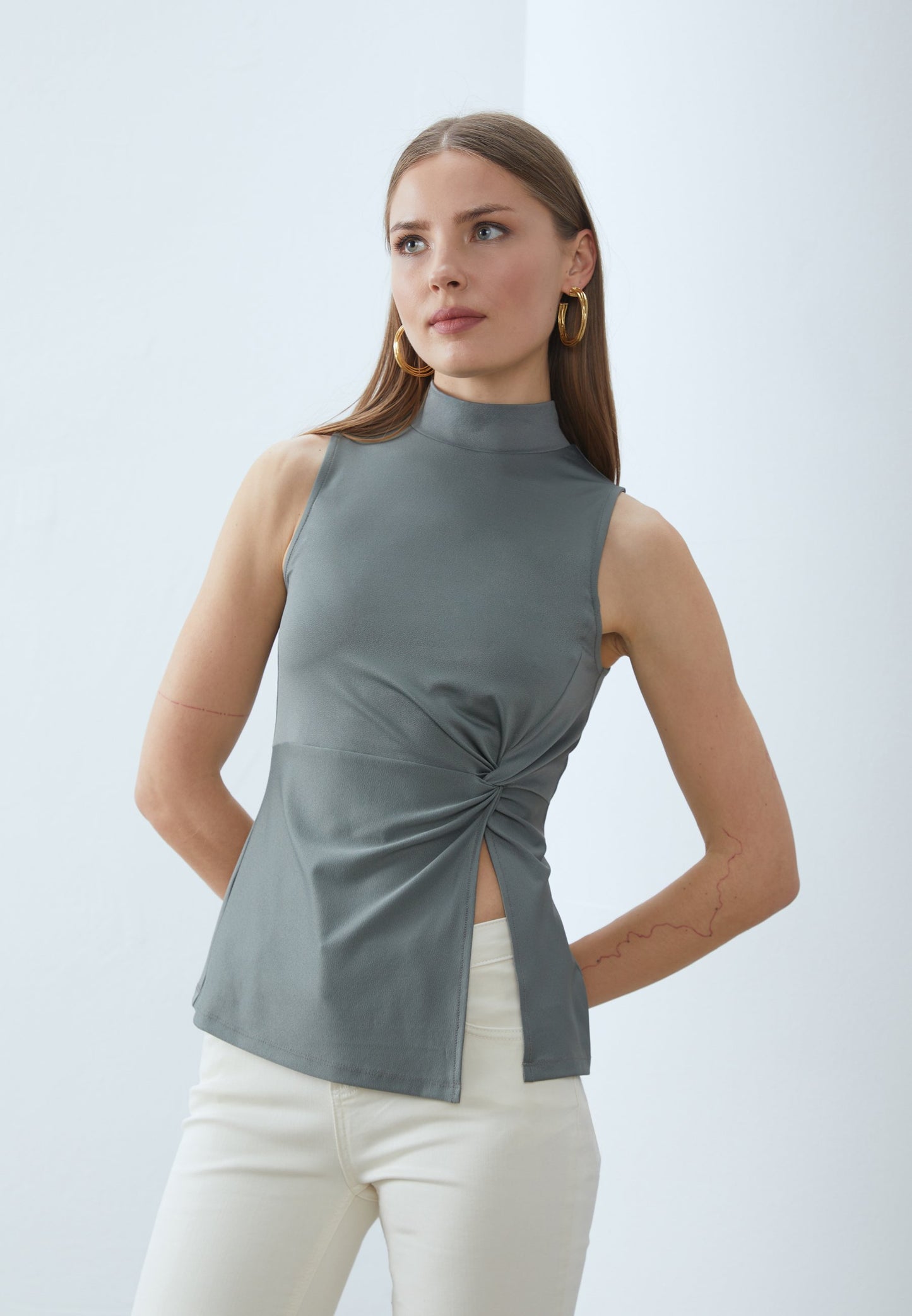 Anna Field Top - Blue-grey