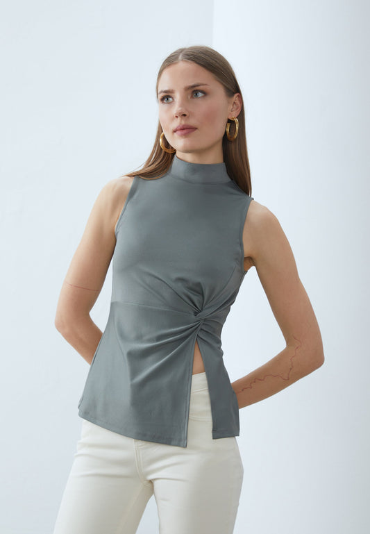 Anna Field Top - Blue-grey