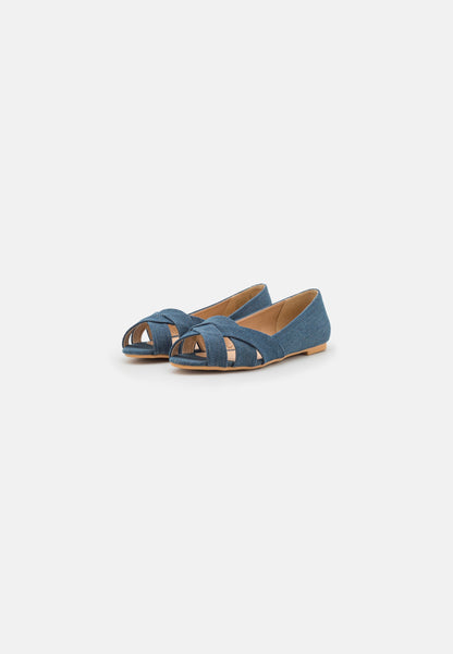 Anna Field Peeptoe Ballet Pumps - Blue