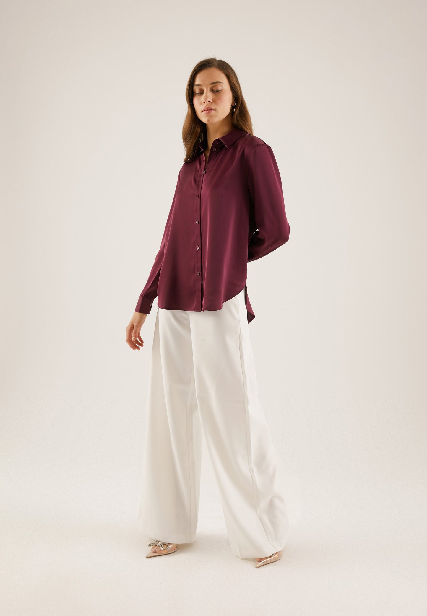 Anna Field Button-down Blouse - Dark Purple
