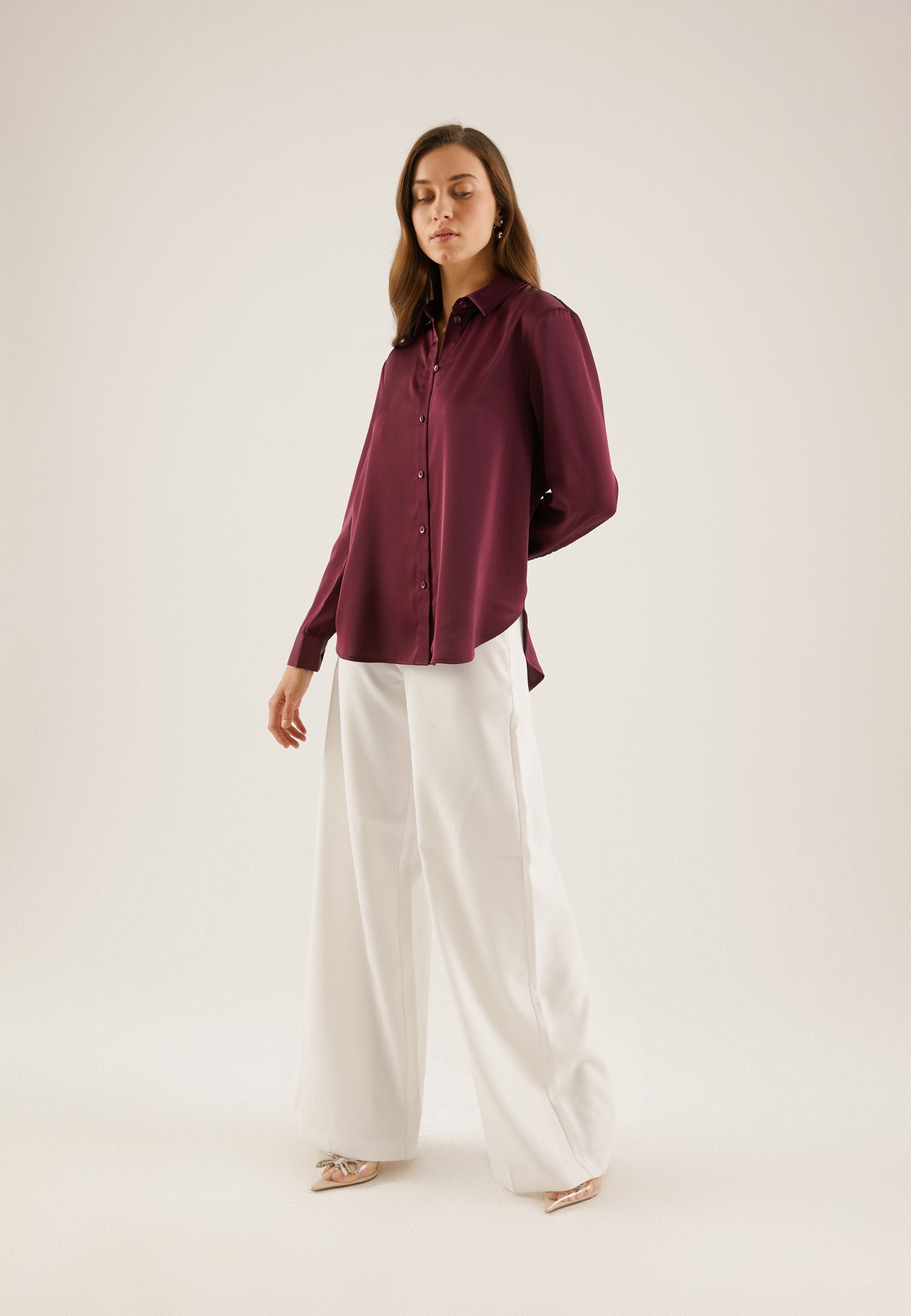 Anna Field Button-down Blouse - Dark Purple
