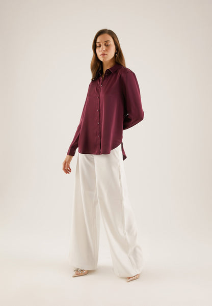 Anna Field Button-down Blouse - Dark Purple