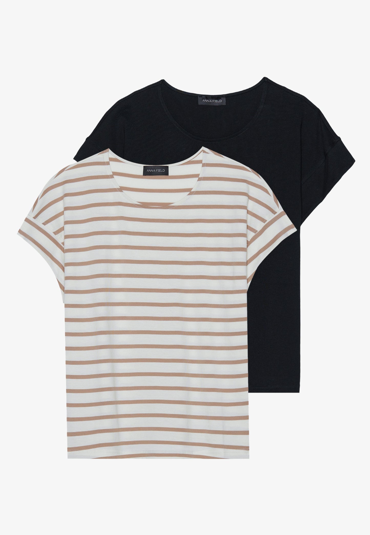 Anna Field 2 PACK - Print T-shirt - White/dark Blue/light Blue