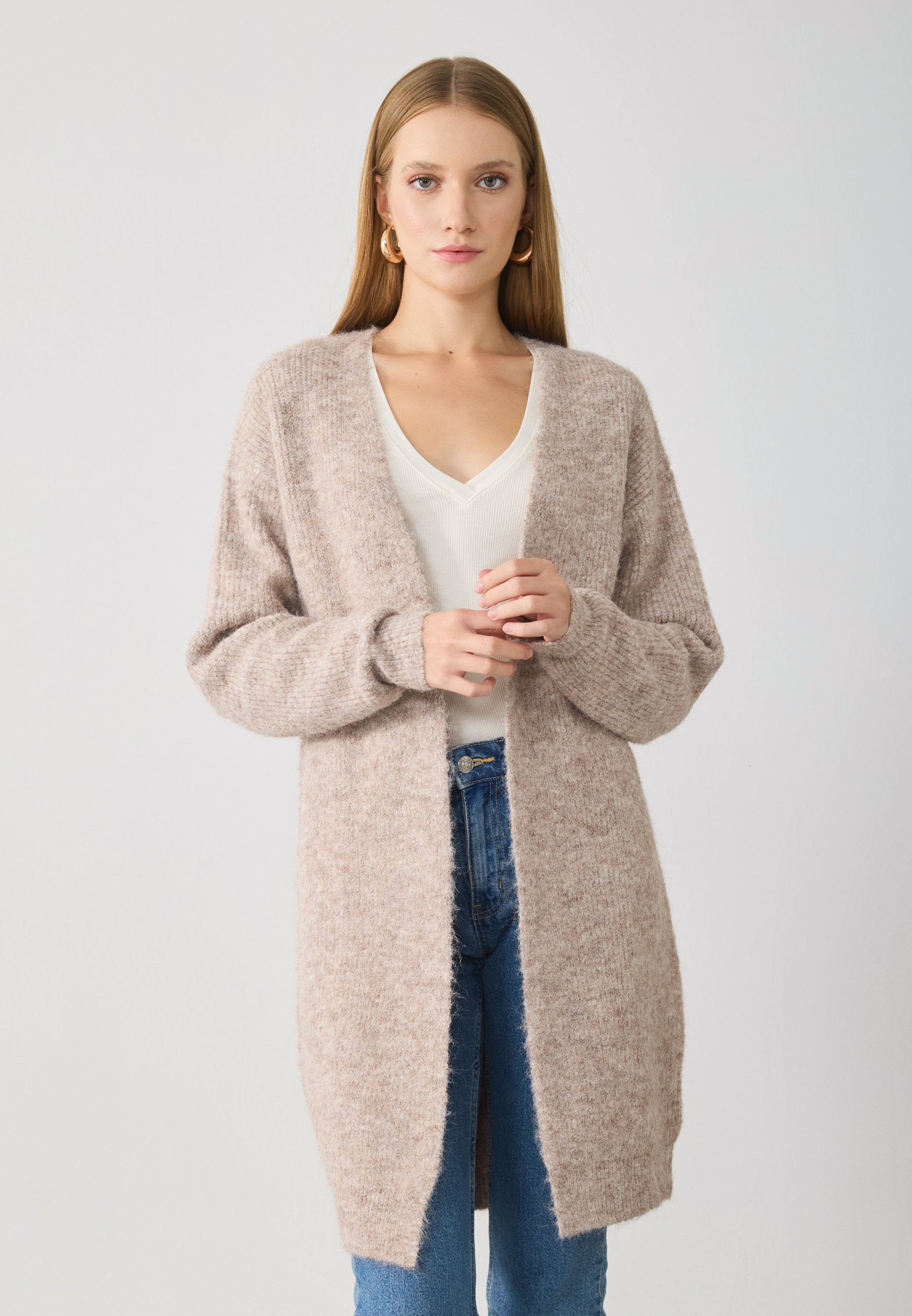 Anna Field Cardigan - Taupe Melange