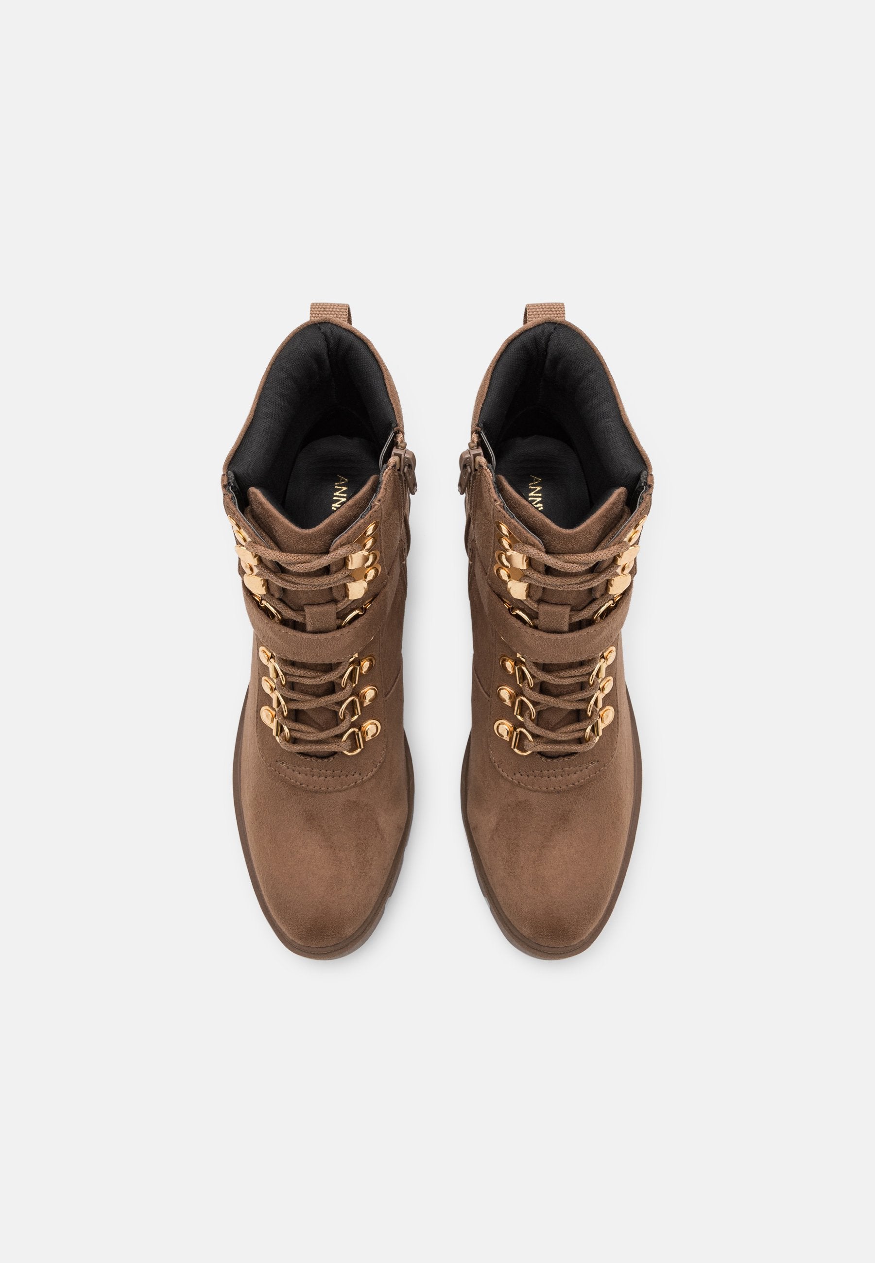 Anna Field Lace-Up Ankle Boots - Taupe