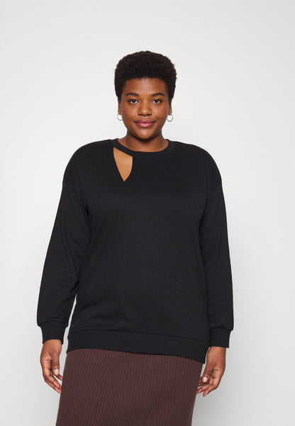  Cut Out Neck Fit - Sweatshirt -Black