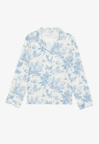 Anna Field SOFT MUSLIN COTTON PRINTED SET - Pyjama Set - White/blue