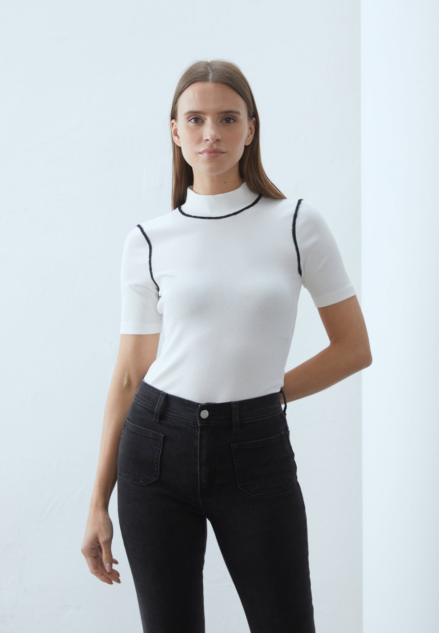 Anna Field 2 PACK - Basic T-shirt - Off-white/black