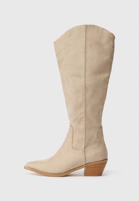  Cowboy/Biker Boots - Taupe