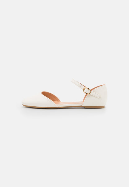  Ankle Strap Ballet Pumps - White