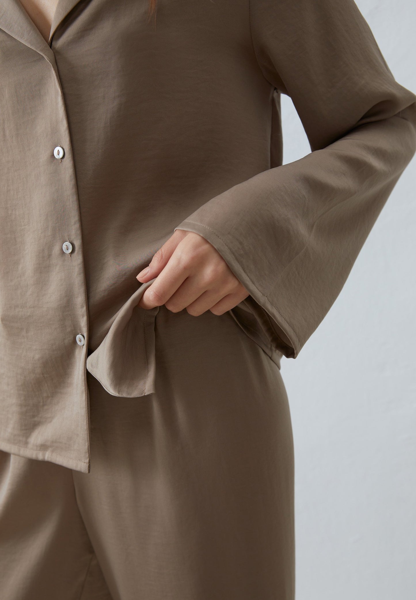 Anna Field HAMMERED SATIN SET - Pyjama Set - Light Brown