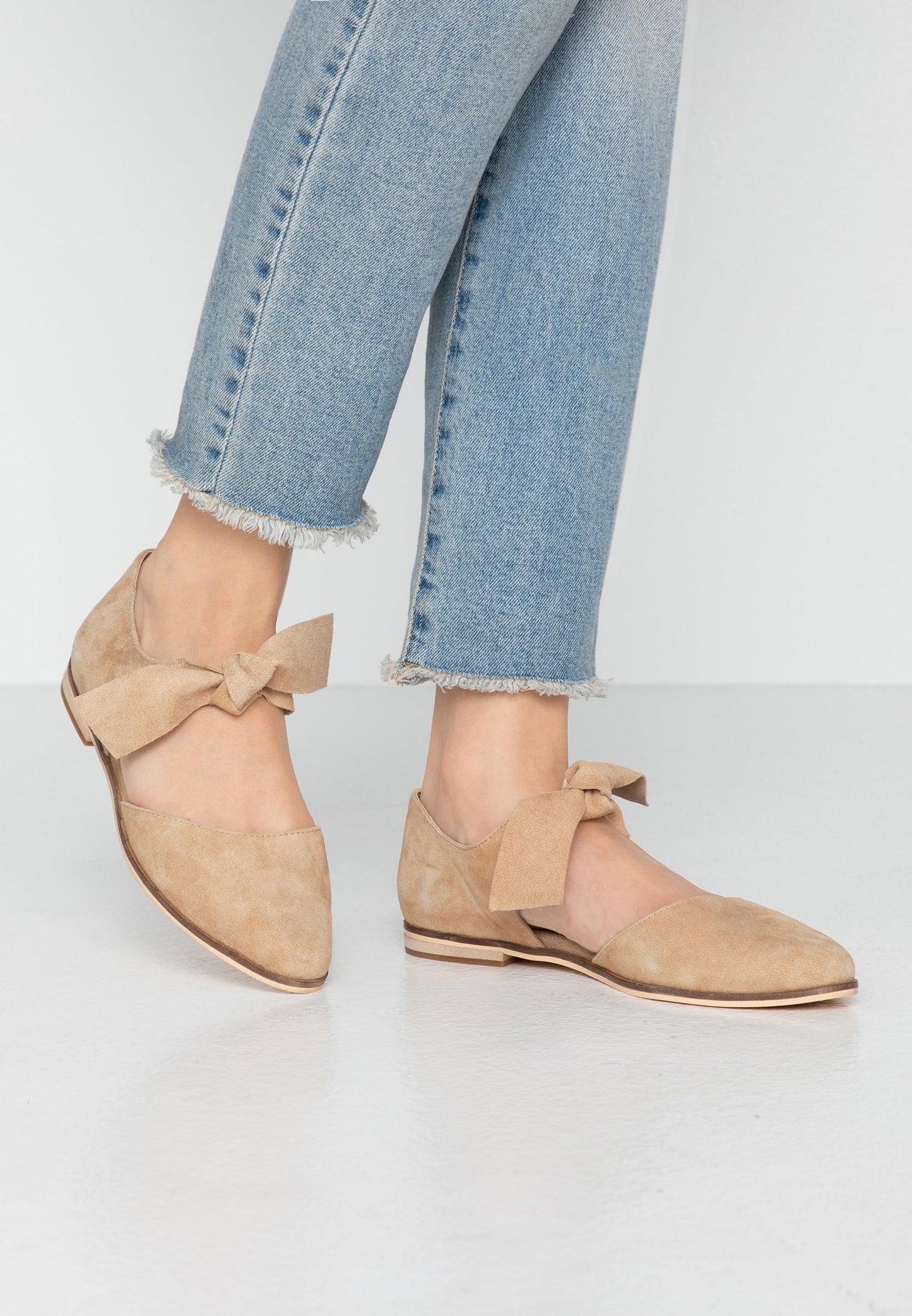 Anna Field Leather - Ankle Strap Ballet Pumps - Beige