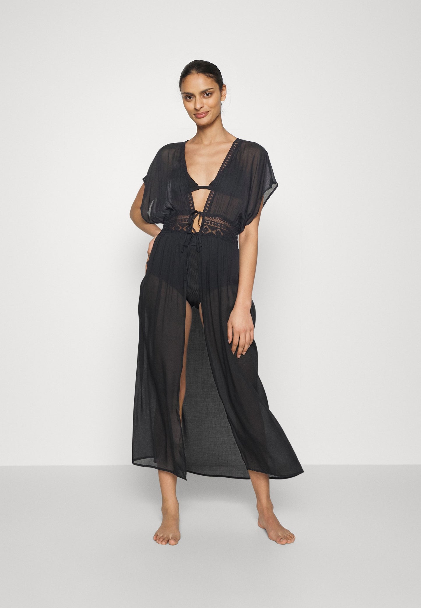 Anna Field Embroidered Cover Up/ 802 - Black - Beach Accessory - 802 - Black