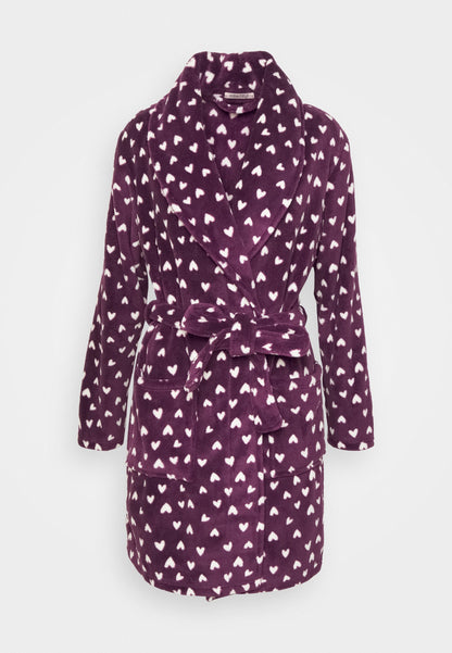 Anna Field Dressing Gown - Dark Red/Beige