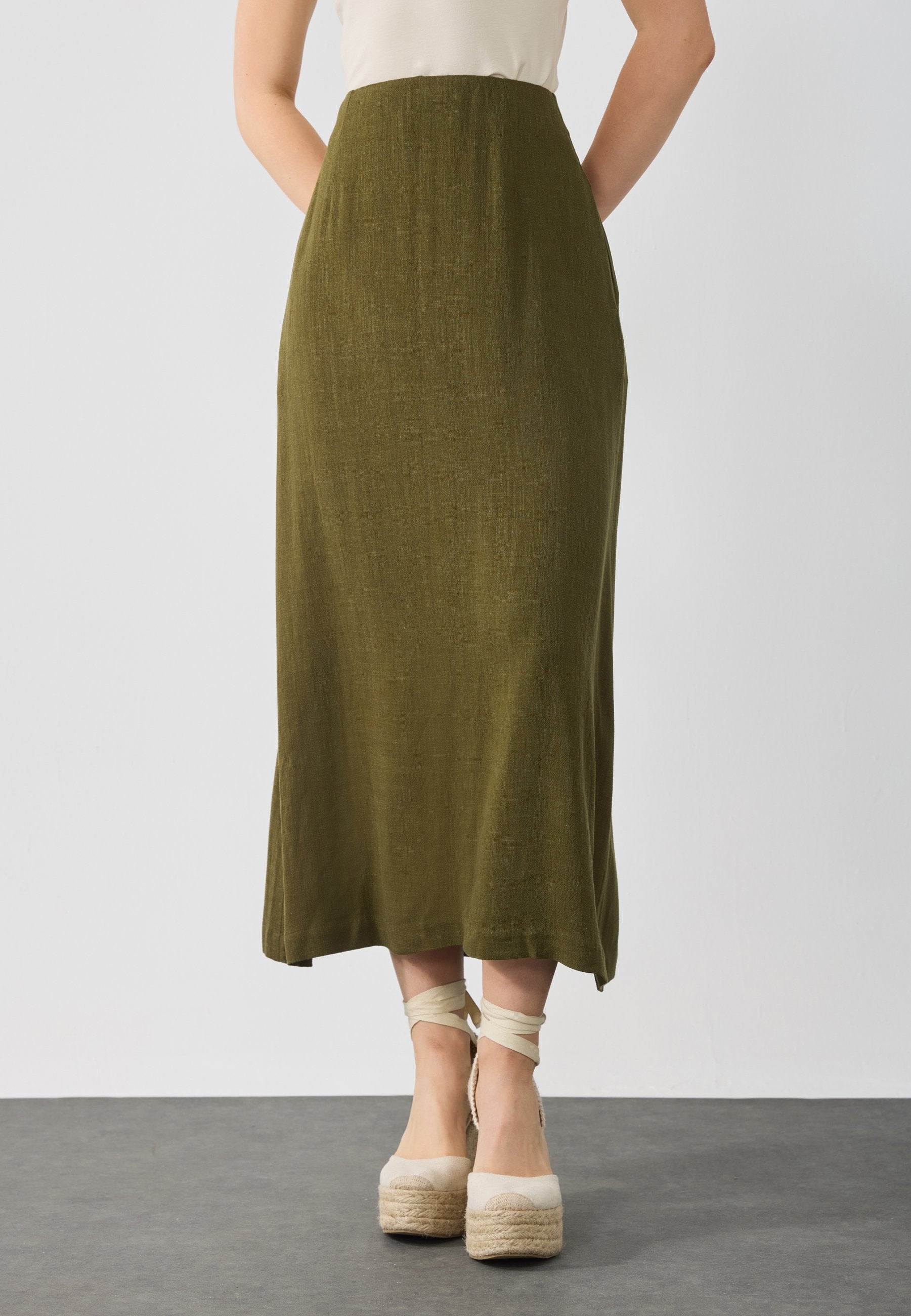 Anna Field LINEN BLEND MAXI SKIRT - Maxi Skirt - Willow