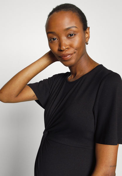  Sleeves Mini Dress- Jersey Dress - Black