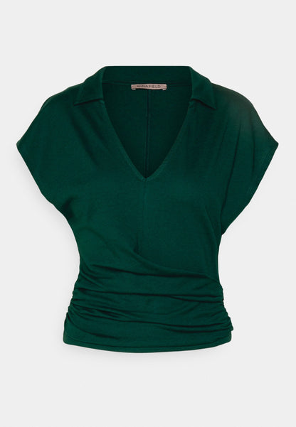 Anna Field Wrap Blouse- Blouse - Dark Green