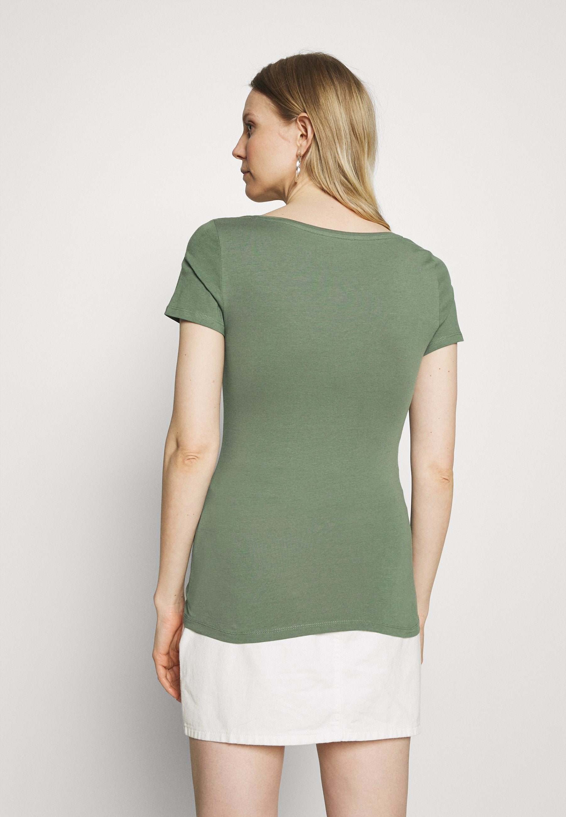 Anna Field 3 Pack - Basic T-Shirt - White/Mottled Light Grey/Light Green