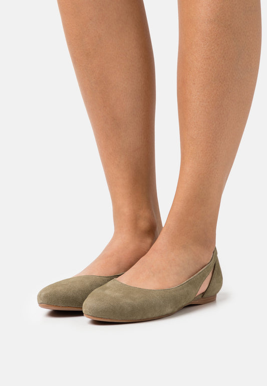  Leather- Ballet Pumps - Olive