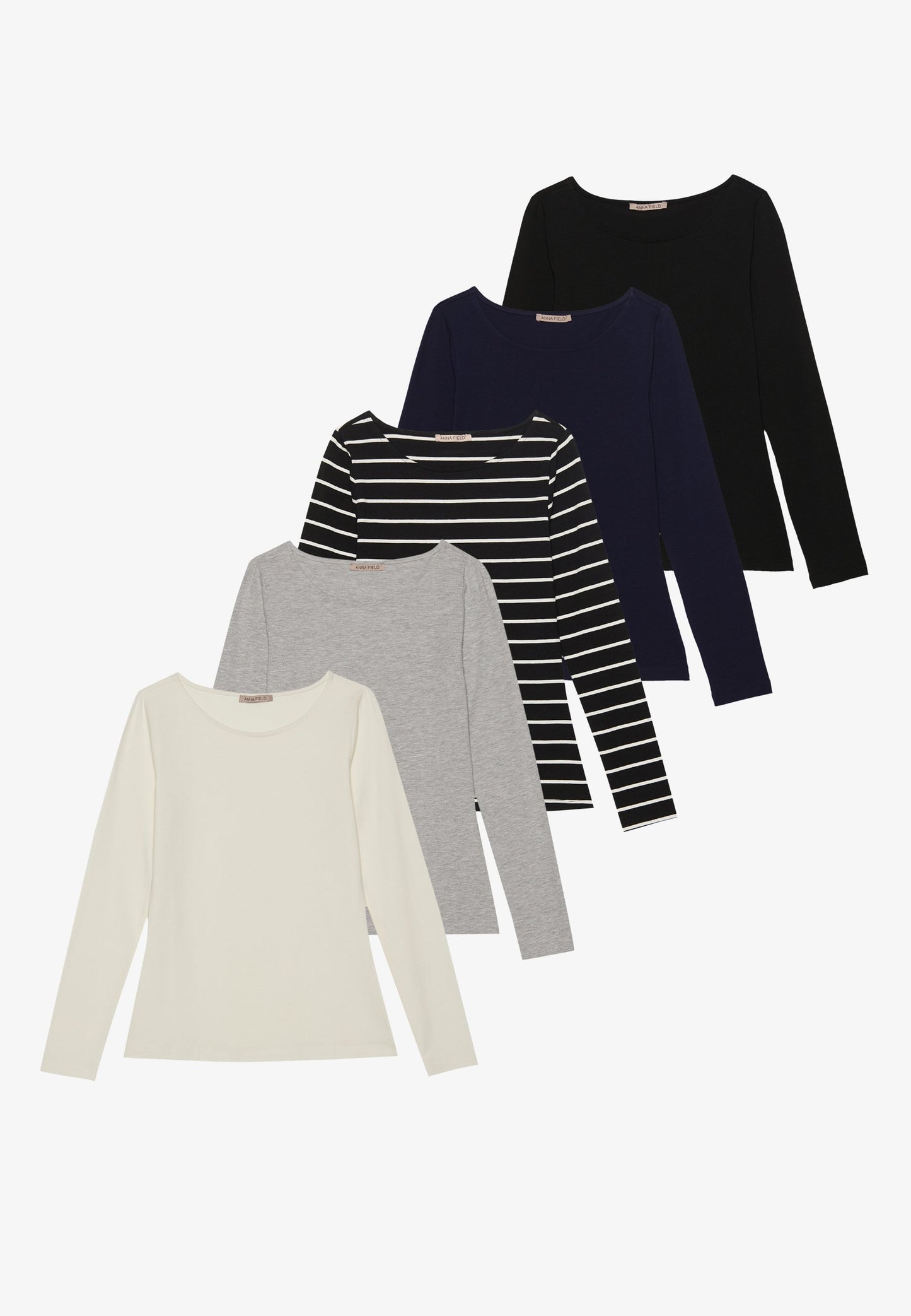 Anna Field 5 PACK - Long Sleeved Top - Dark Brown,light Brown,off-white