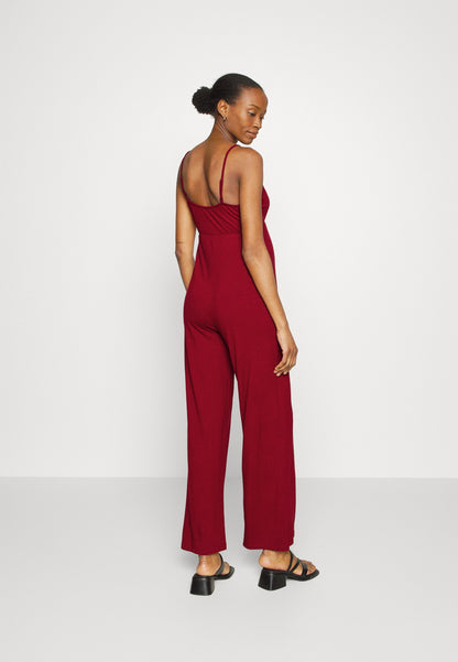  Strappy Drappy Cintered- Jumpsuit - Dark Red
