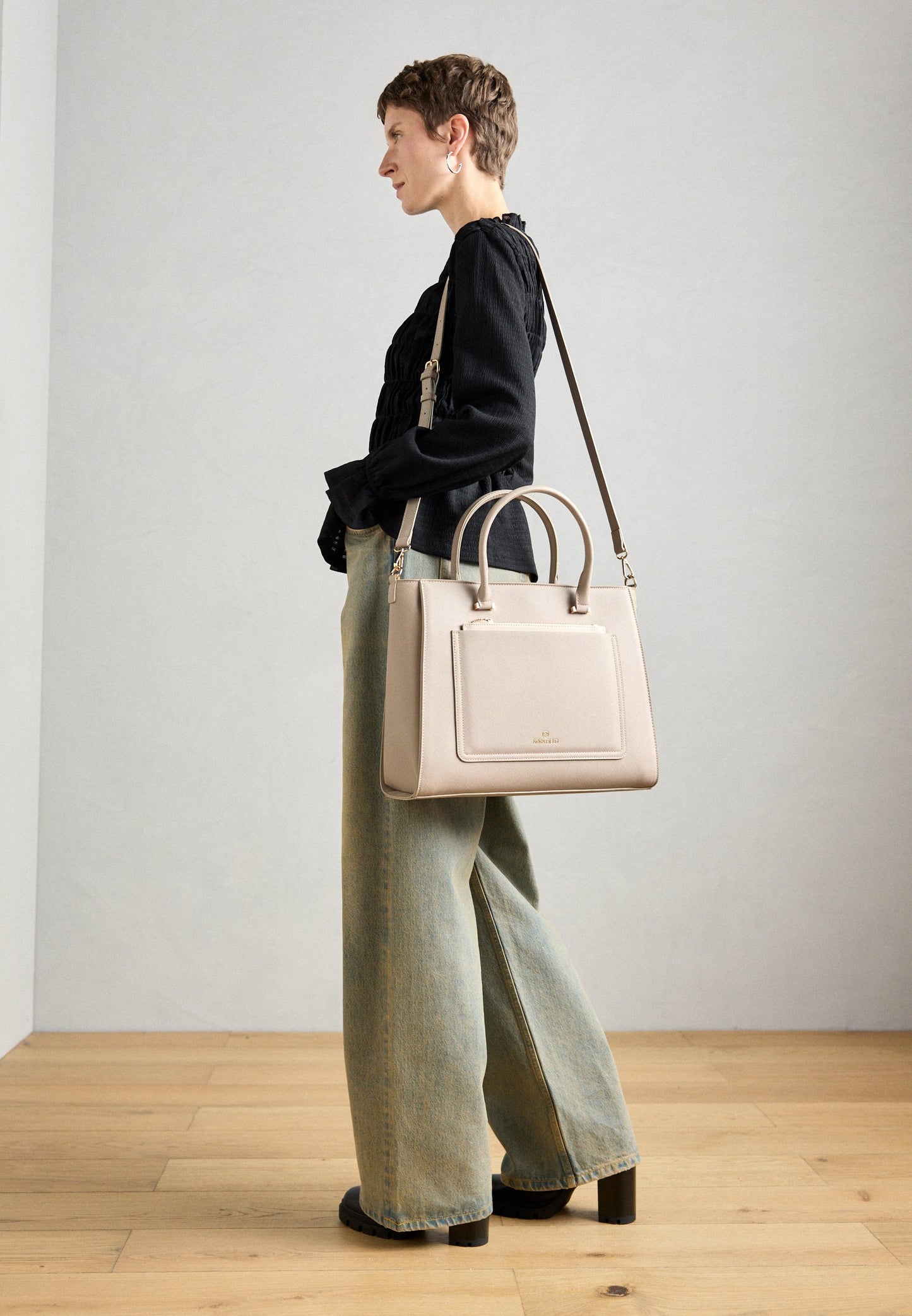 Anna Field Laptop Bag - Taupe/offwhite