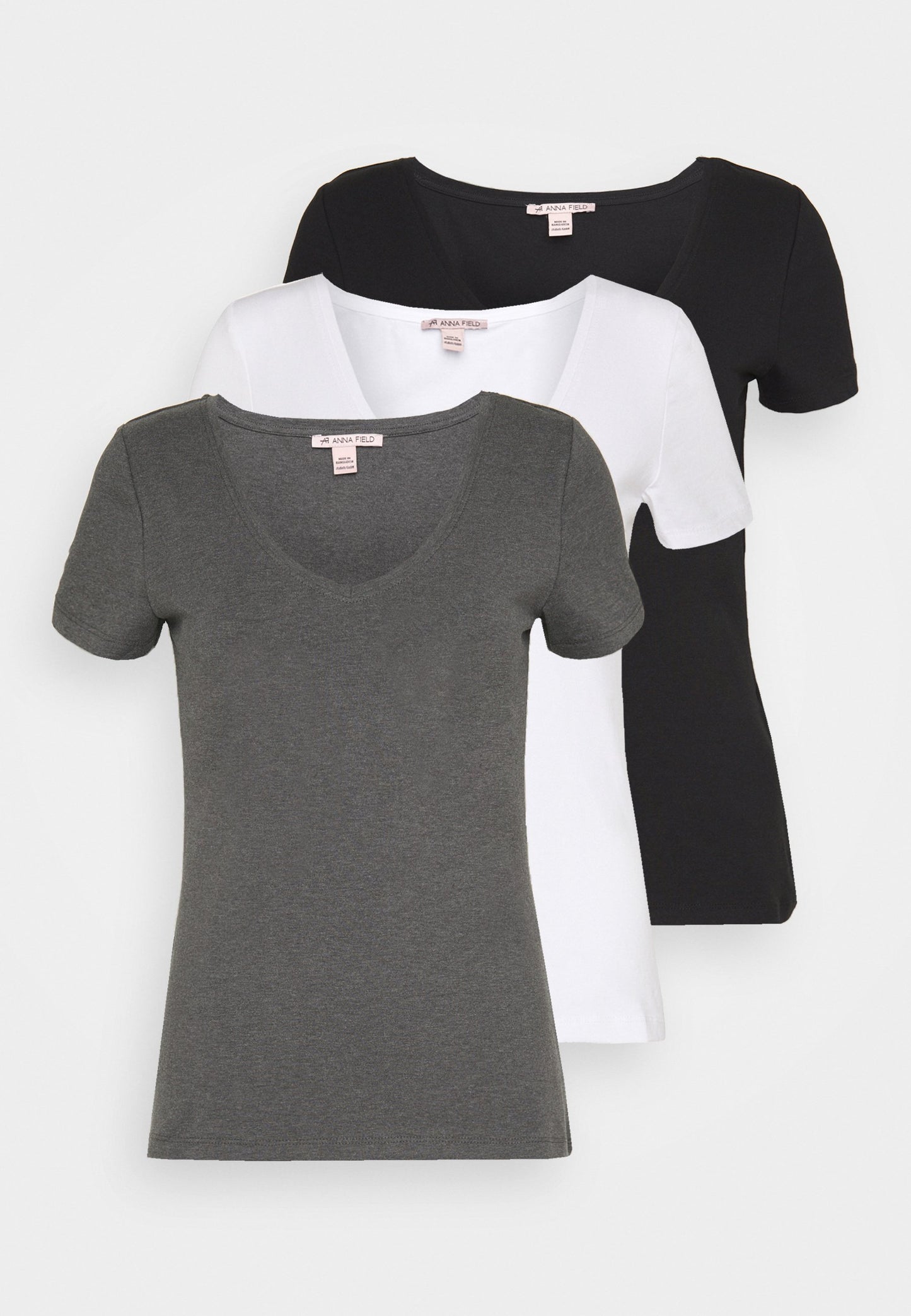 Anna Field 3 Pack - Basic T-Shirt - Black, White