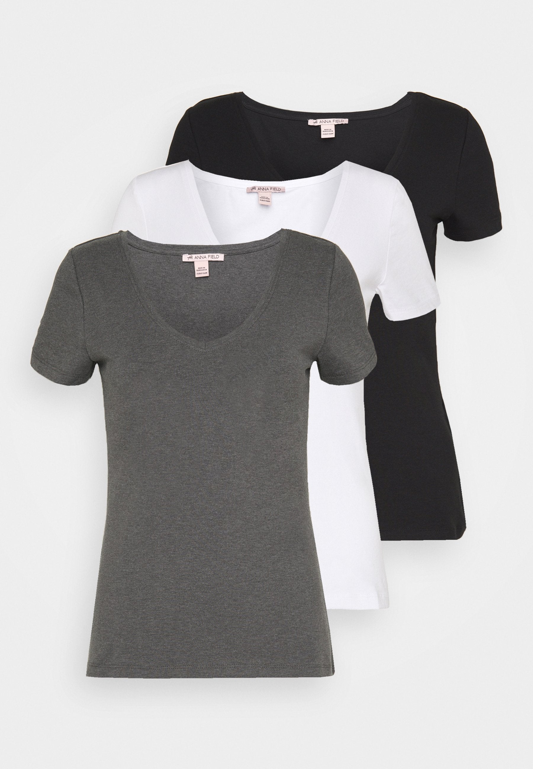 Anna Field 3 Pack - Basic T-Shirt - Black, White
