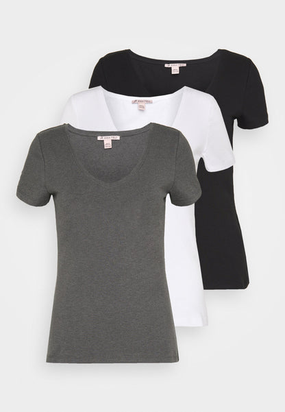 Anna Field 3 Pack - Basic T-Shirt - Black, White