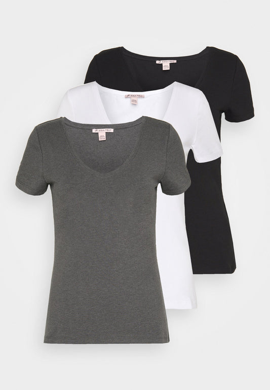 Anna Field 3 Pack - Basic T-Shirt - Black, White